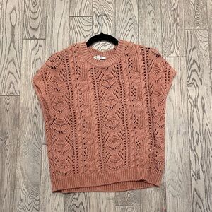 Splendid Crochet Knit Sleeveless Pullover - Dusty Rose